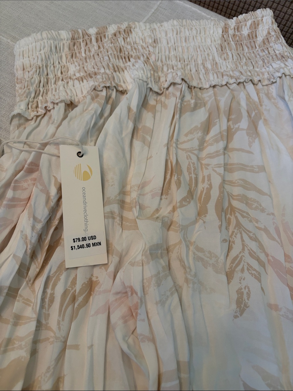 Ocean Drive Cream & Tan Wide-Leg Printed Jumpsuit Pants - Picture 2 of 4